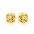 14k Yellow Gold Love Knot with Ridge Texture Earrings