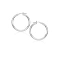 14k White Gold Polished Hoop Earrings (2x20mm)