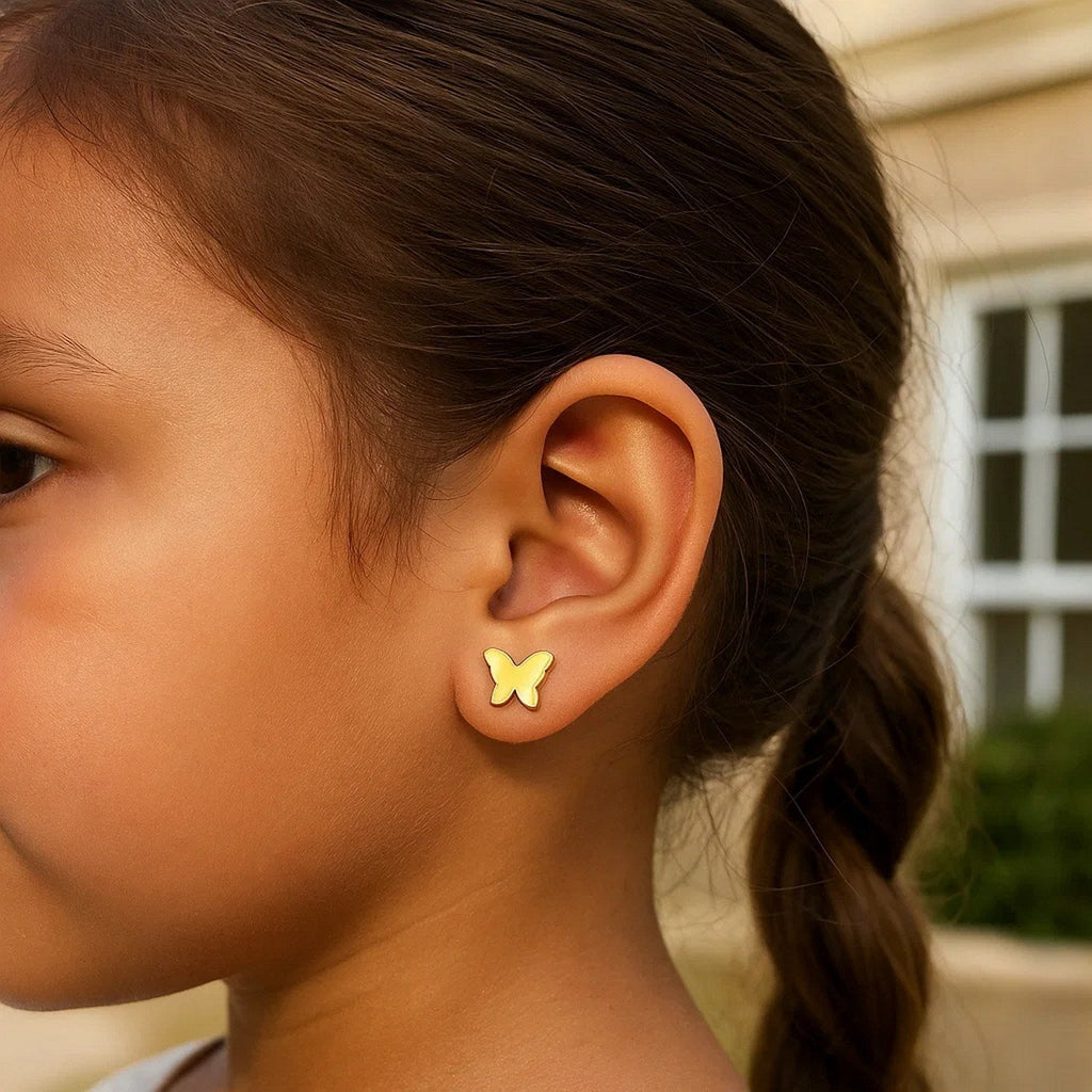 14k Yellow Gold Polished Butterfly Earrings