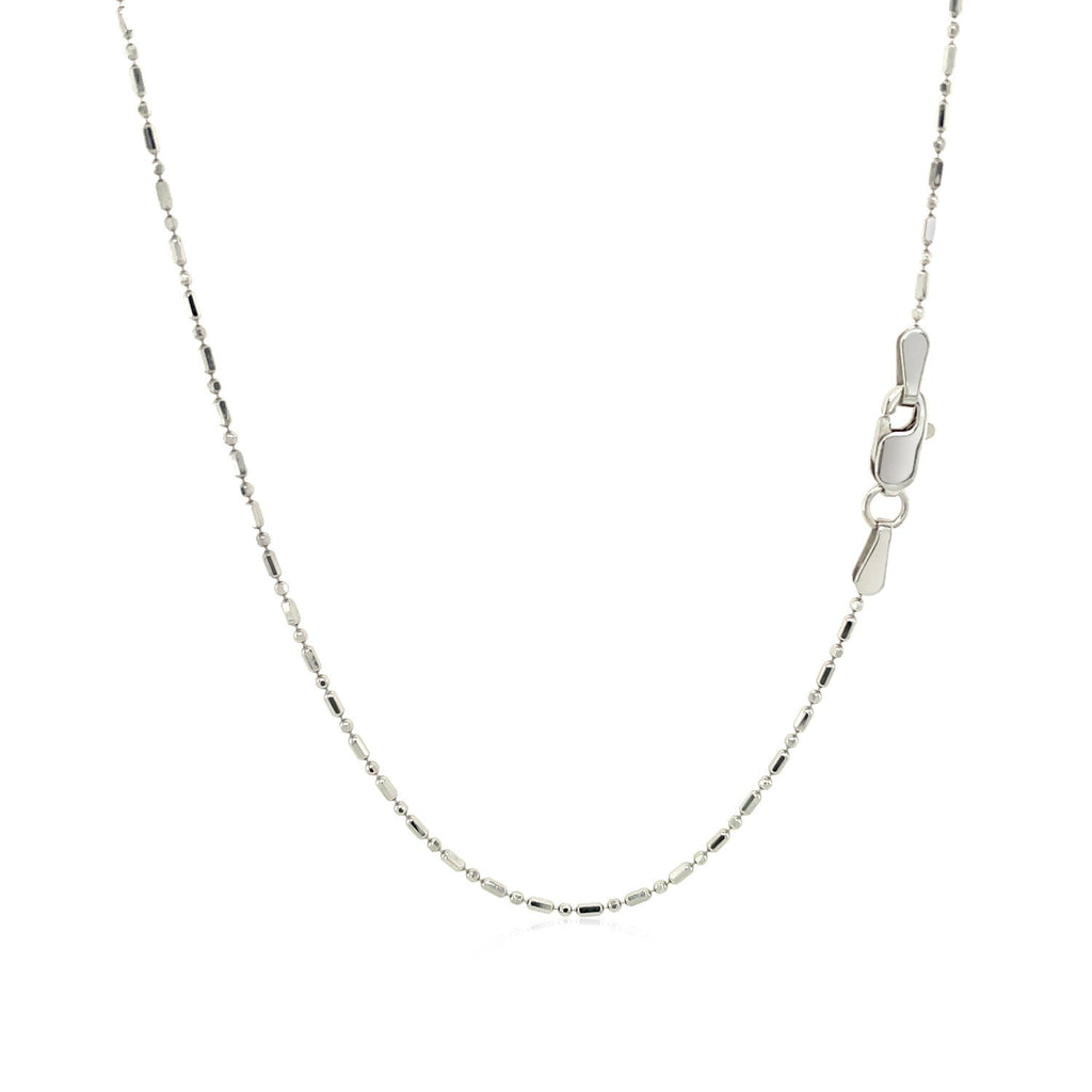 14k White Gold Diamond-Cut Bead Chain (0.90 mm)