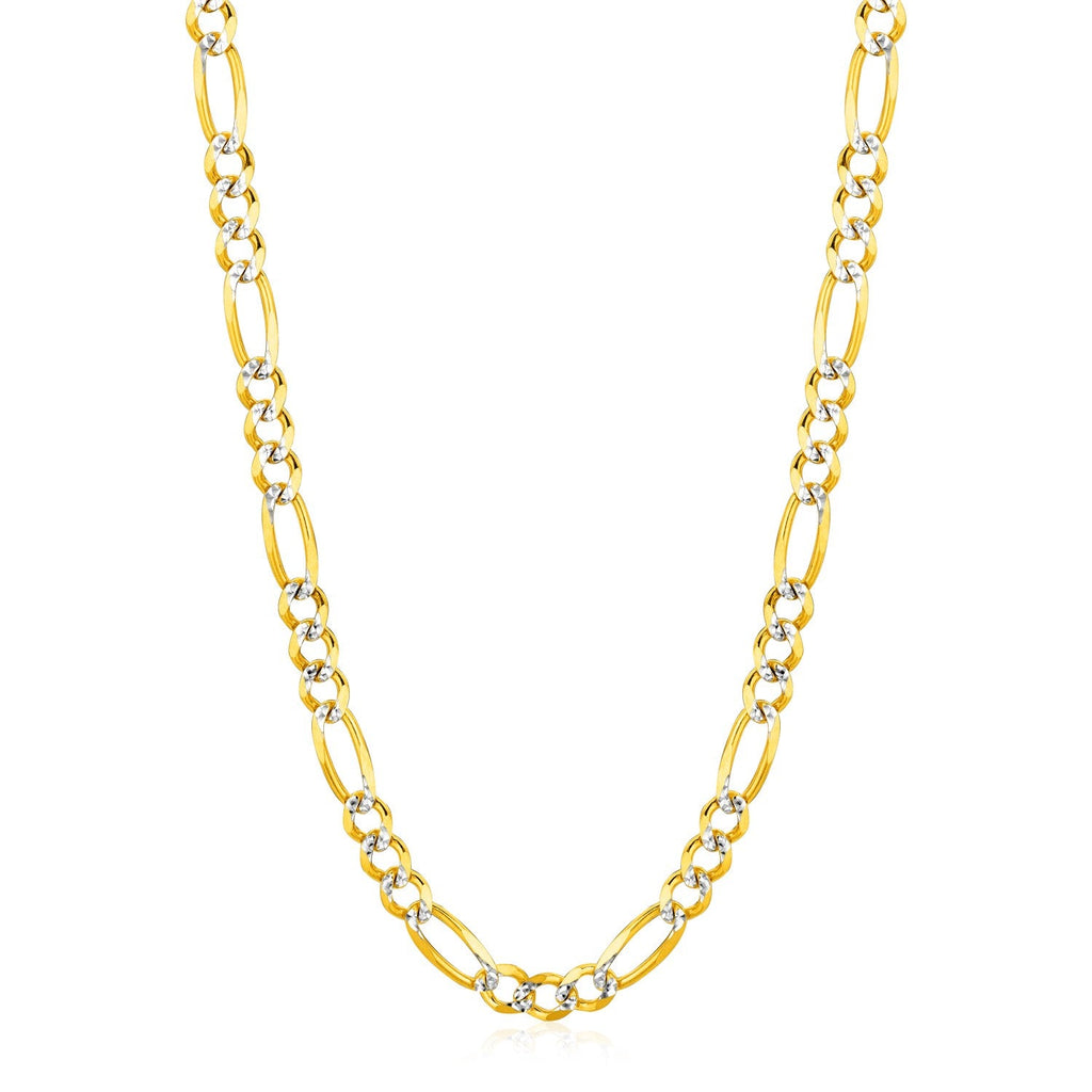 14K Yellow Gold Solid Pave Figaro Chain (5.90 mm)