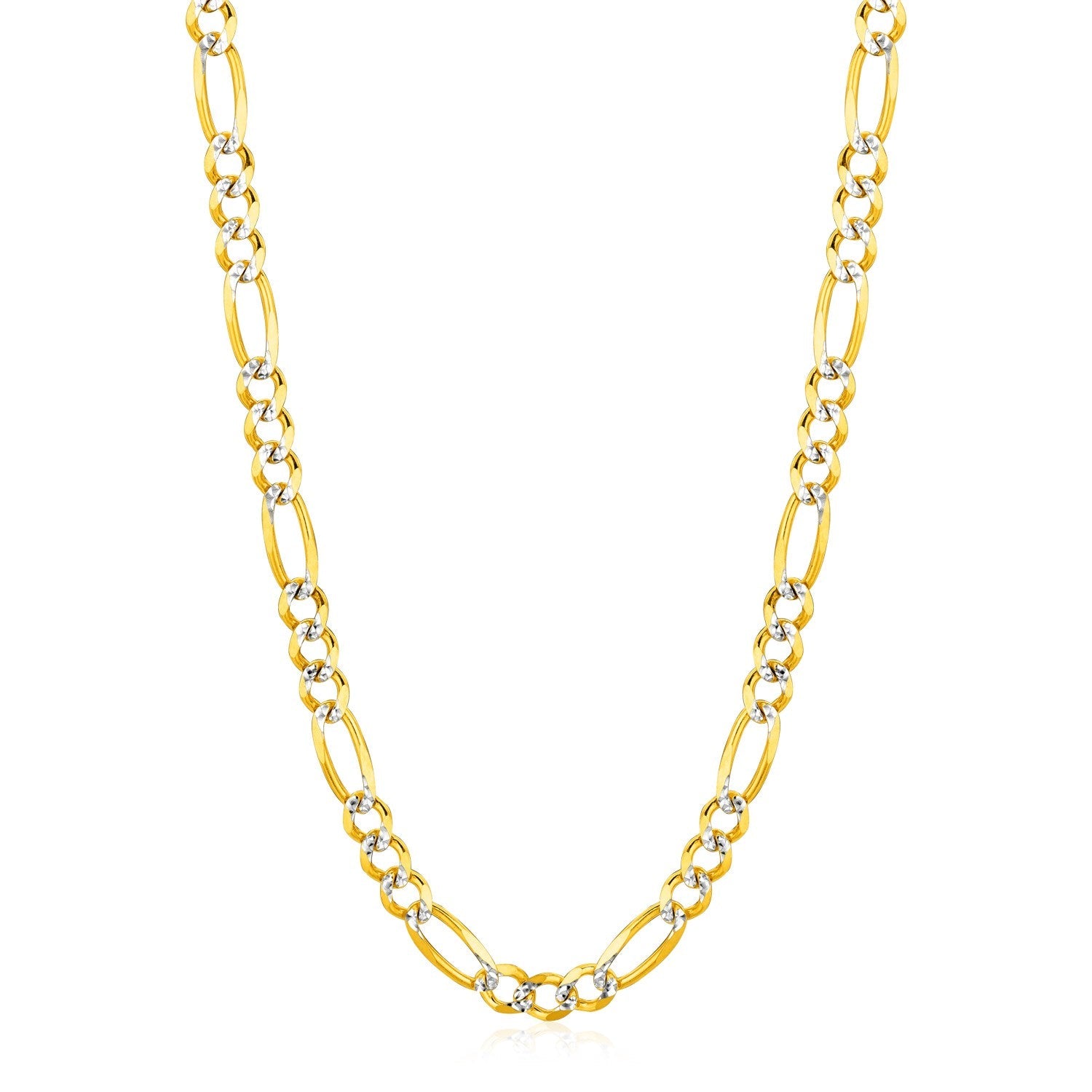 14K Yellow Gold Solid Pave Figaro Chain (5.90 mm)