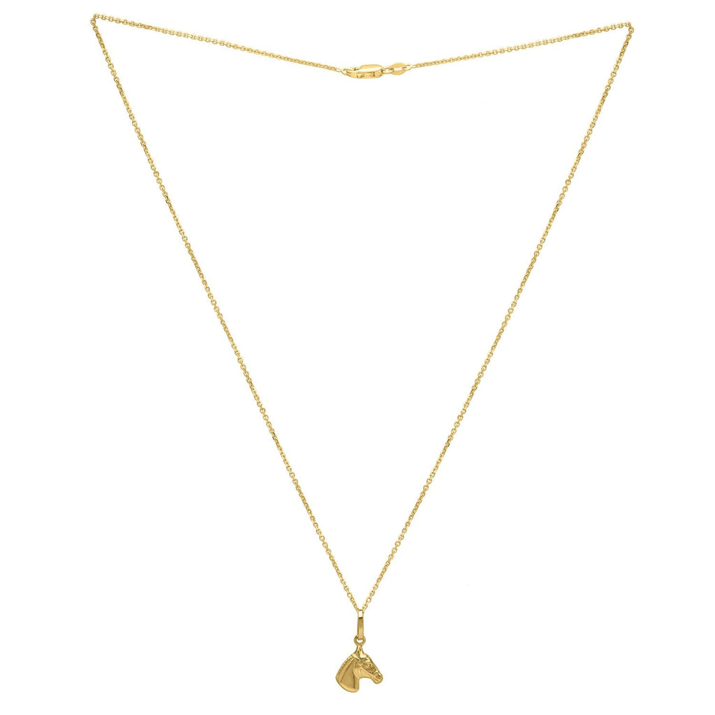 Horse Profile Small Necklace in 14K Yellow Gold