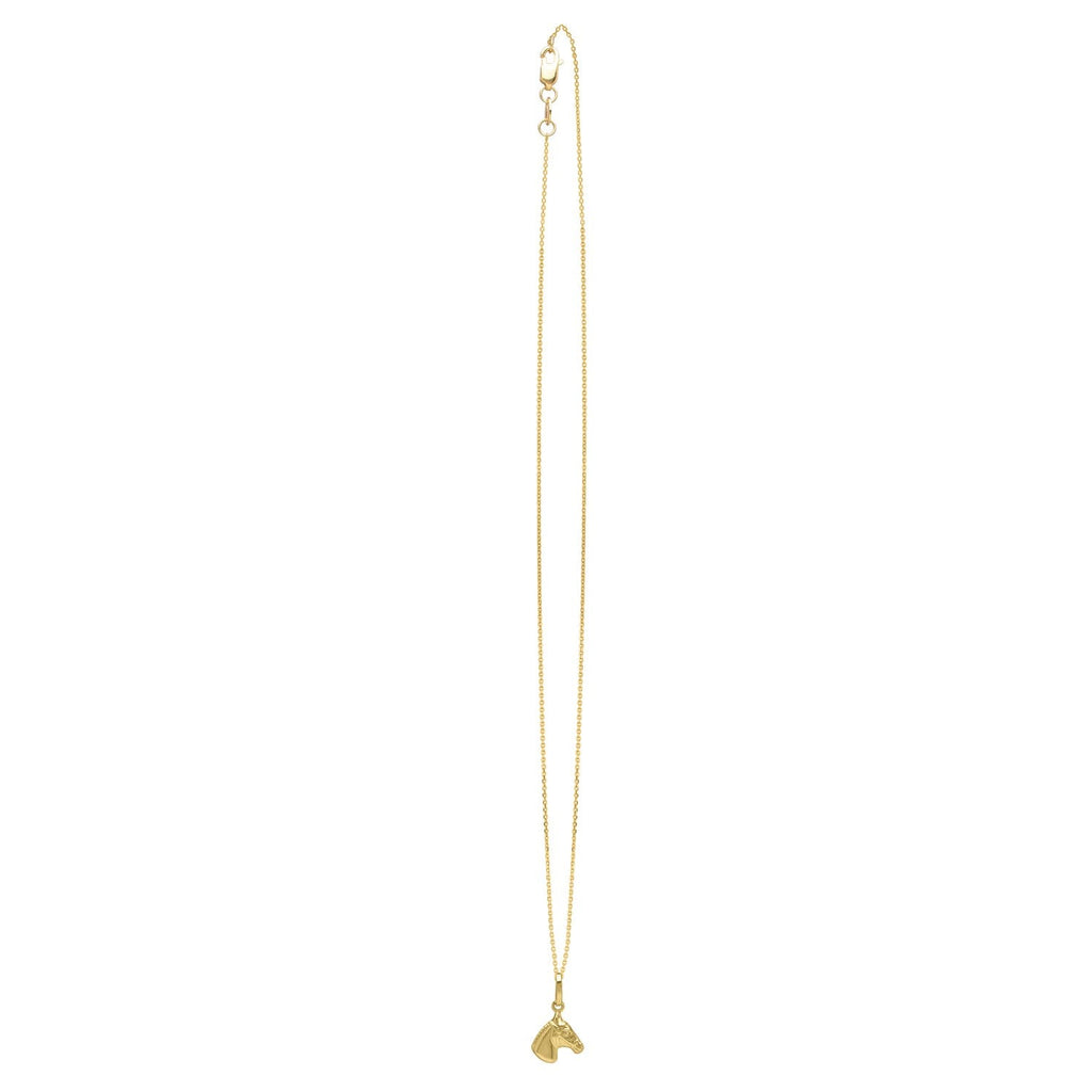 Horse Profile Small Necklace in 14K Yellow Gold