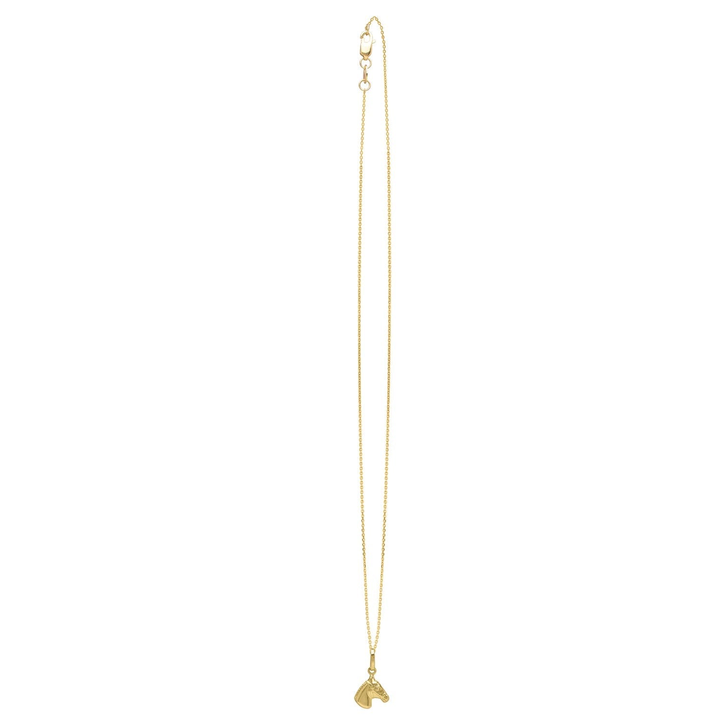Horse Profile Small Necklace in 14K Yellow Gold