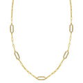 14K Yellow Gold Diamon Oro Paperclip Necklace