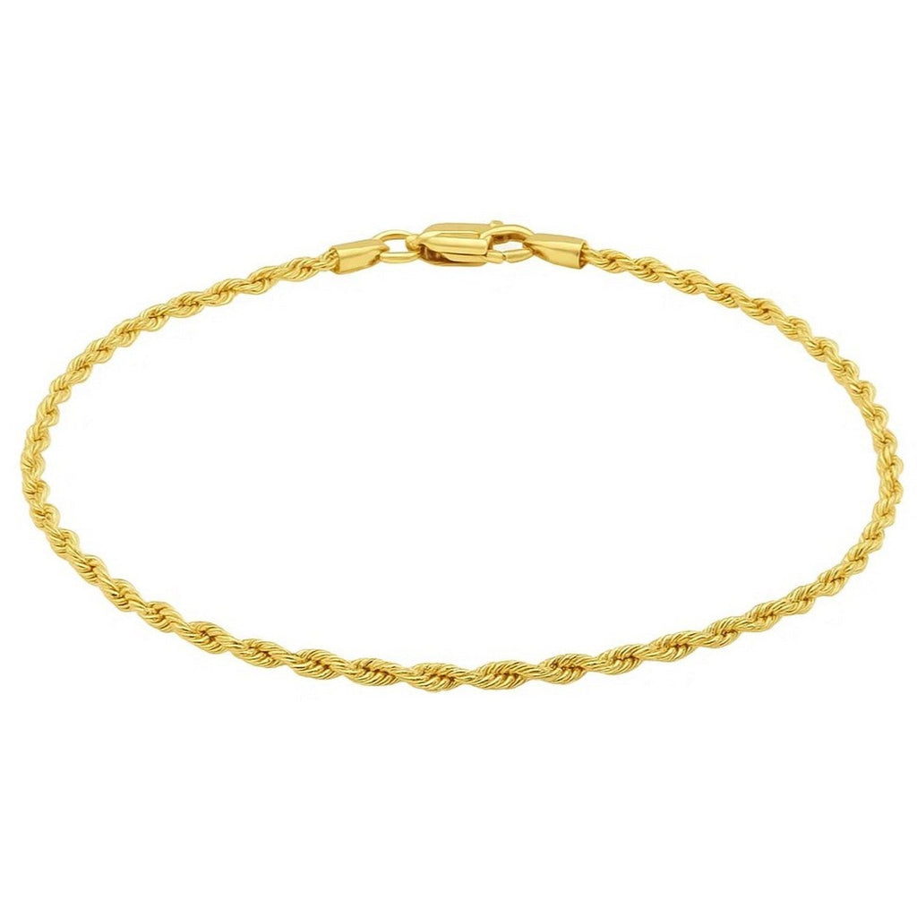 10k Yellow Gold Solid Diamond Cut Rope Bracelet (1.80 mm)