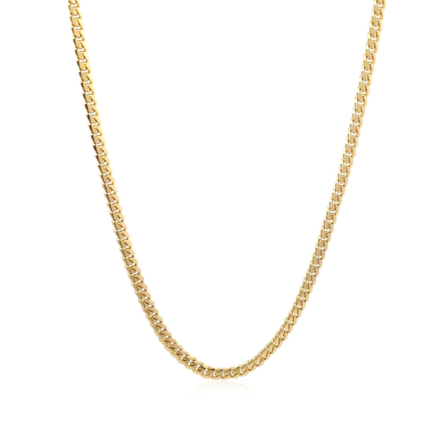 14k Yellow Gold Classic Solid Miami Cuban Chain (3.20 mm)