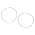 10k White Gold Polished Hoop Earrings (2x40 mm)