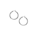 10k White Gold Polished Hoop Earrings (3x30mm)