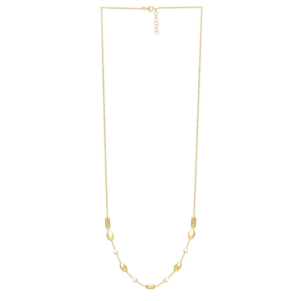 Adjustable Puff Pebble Necklace in 14K Yellow Gold