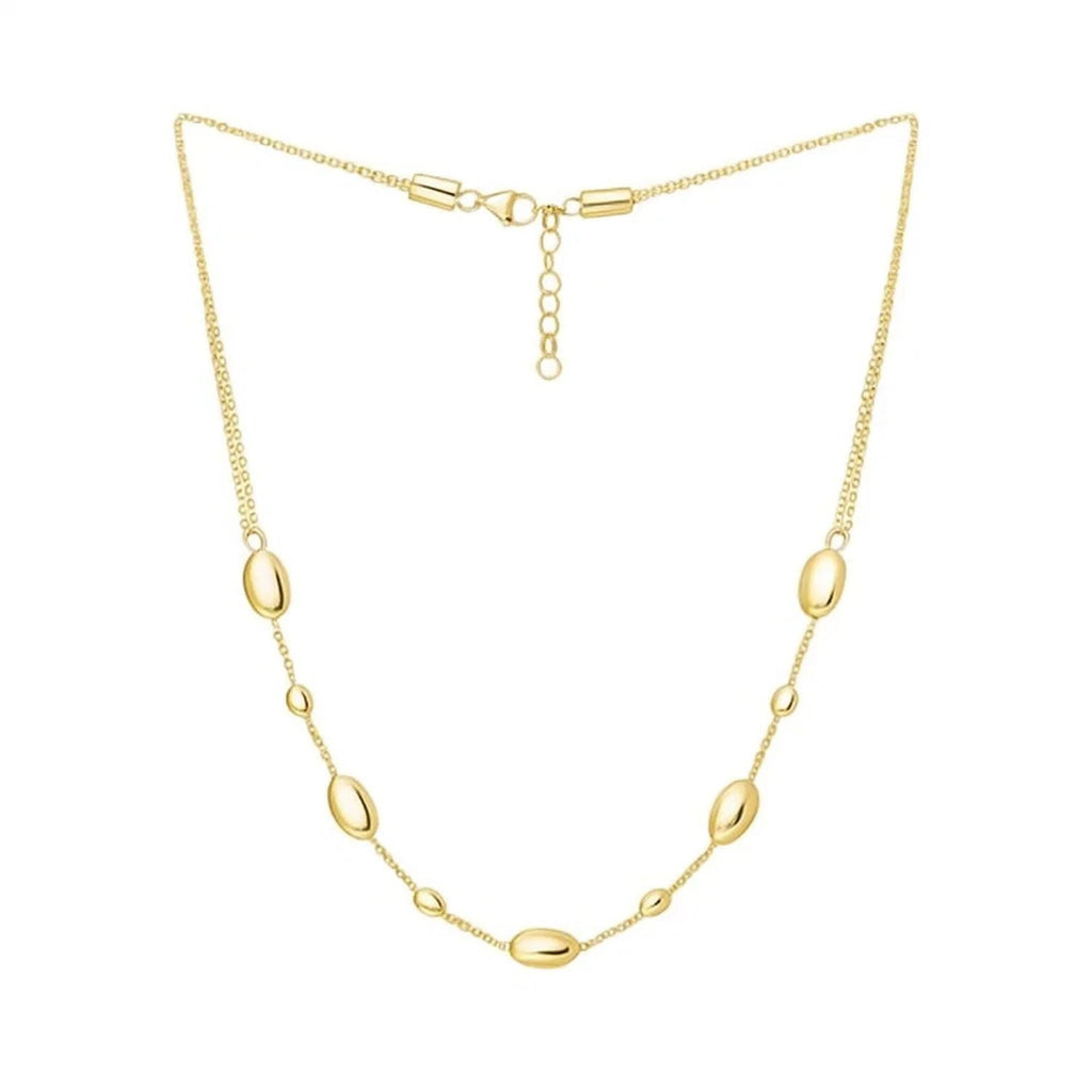 Adjustable Puff Pebble Necklace in 14K Yellow Gold