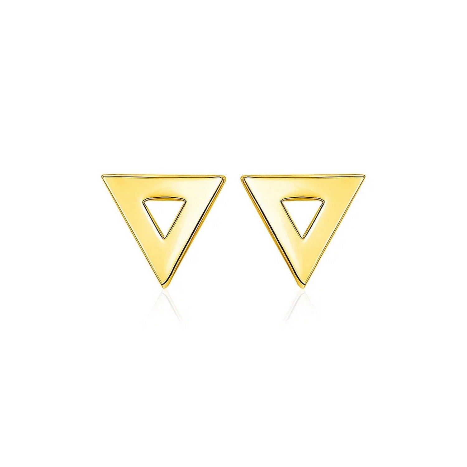 14k Yellow Gold Polished Open Triangle Post Earrings