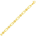 14k Yellow Gold Polished and Textured Link Bracelet (6.30 mm)