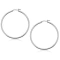 10k White Gold Polished Hoop Earrings (2x50mm)
