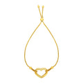 Adjustable Bracelet with Shiny Open Heart in 14k Yellow Gold (1.00 mm)