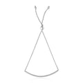 14k White Gold Smooth Curved Bar Lariat Design Bracelet (1.00 mm)