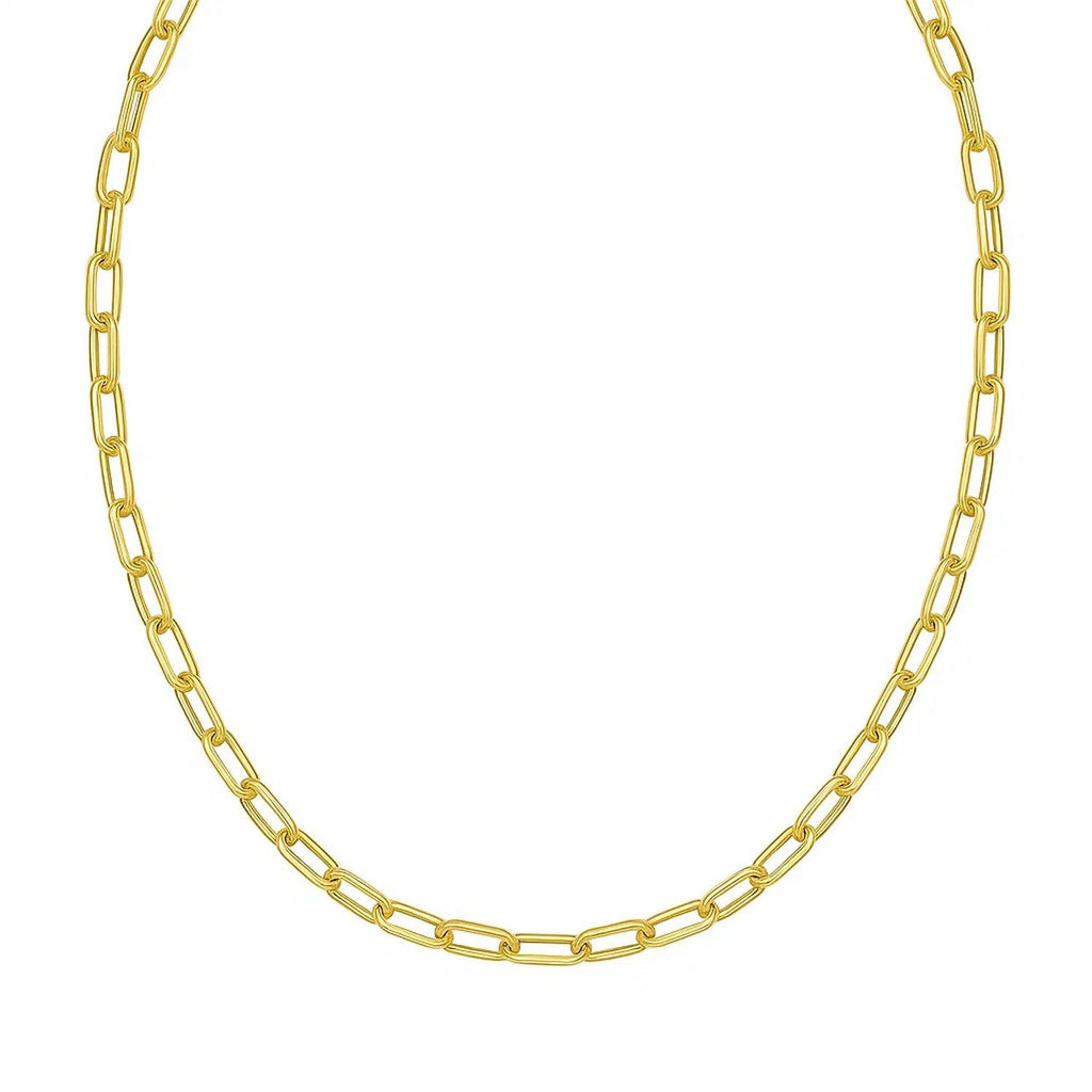 14K Yellow Gold Charm Lock Paperclip Chain