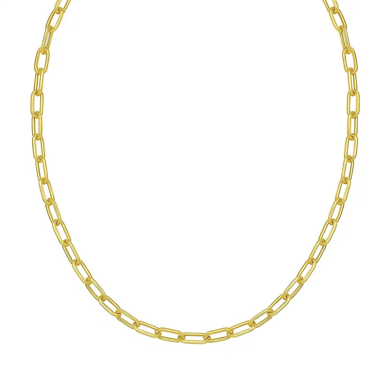 14K Yellow Gold Charm Lock Paperclip Chain
