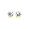 14k Yellow Gold Stud Earrings with White Hue Faceted Cubic Zirconia(6mm)