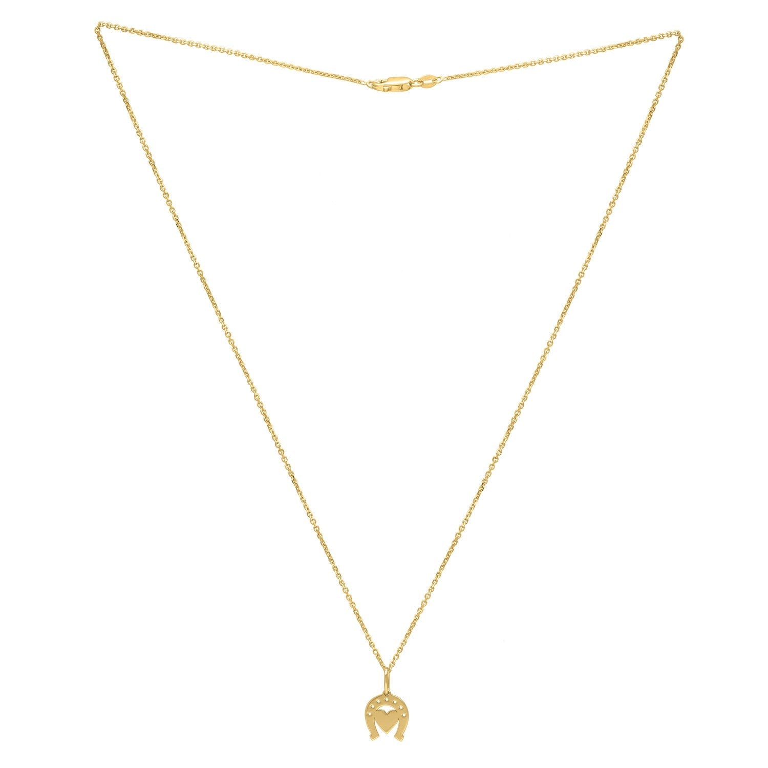 Heart and Horse Necklace in 14K Yellow Gold