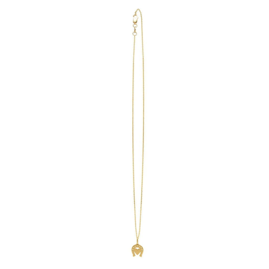 Heart and Horse Necklace in 14K Yellow Gold