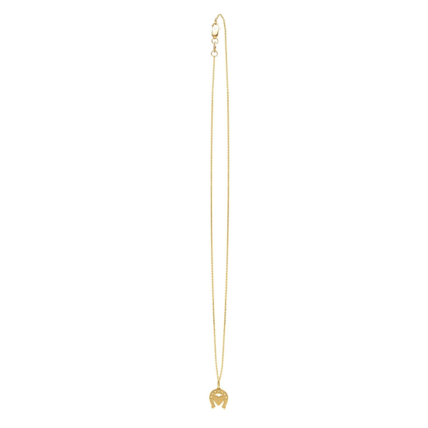 Heart and Horse Necklace in 14K Yellow Gold
