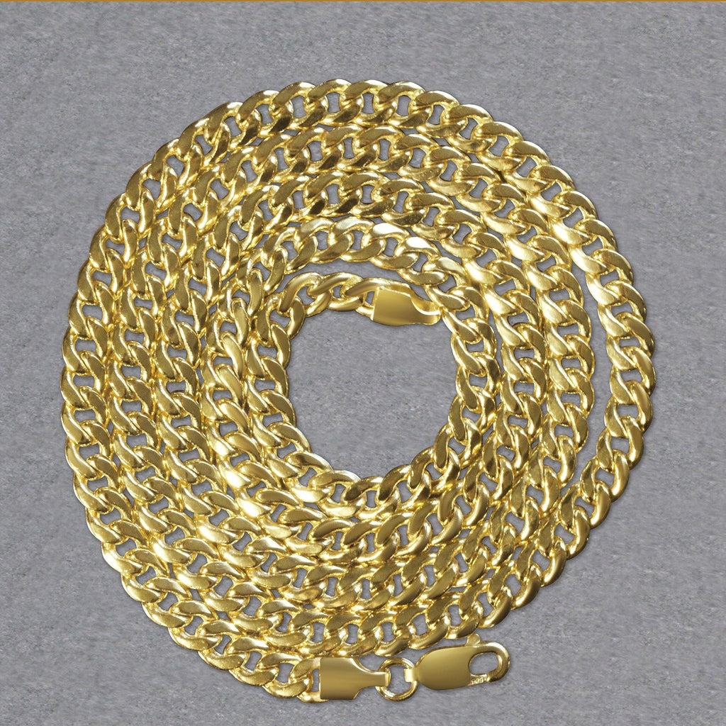14k Yellow Gold Miami Cuban Semi Solid Chain (4.50 mm)