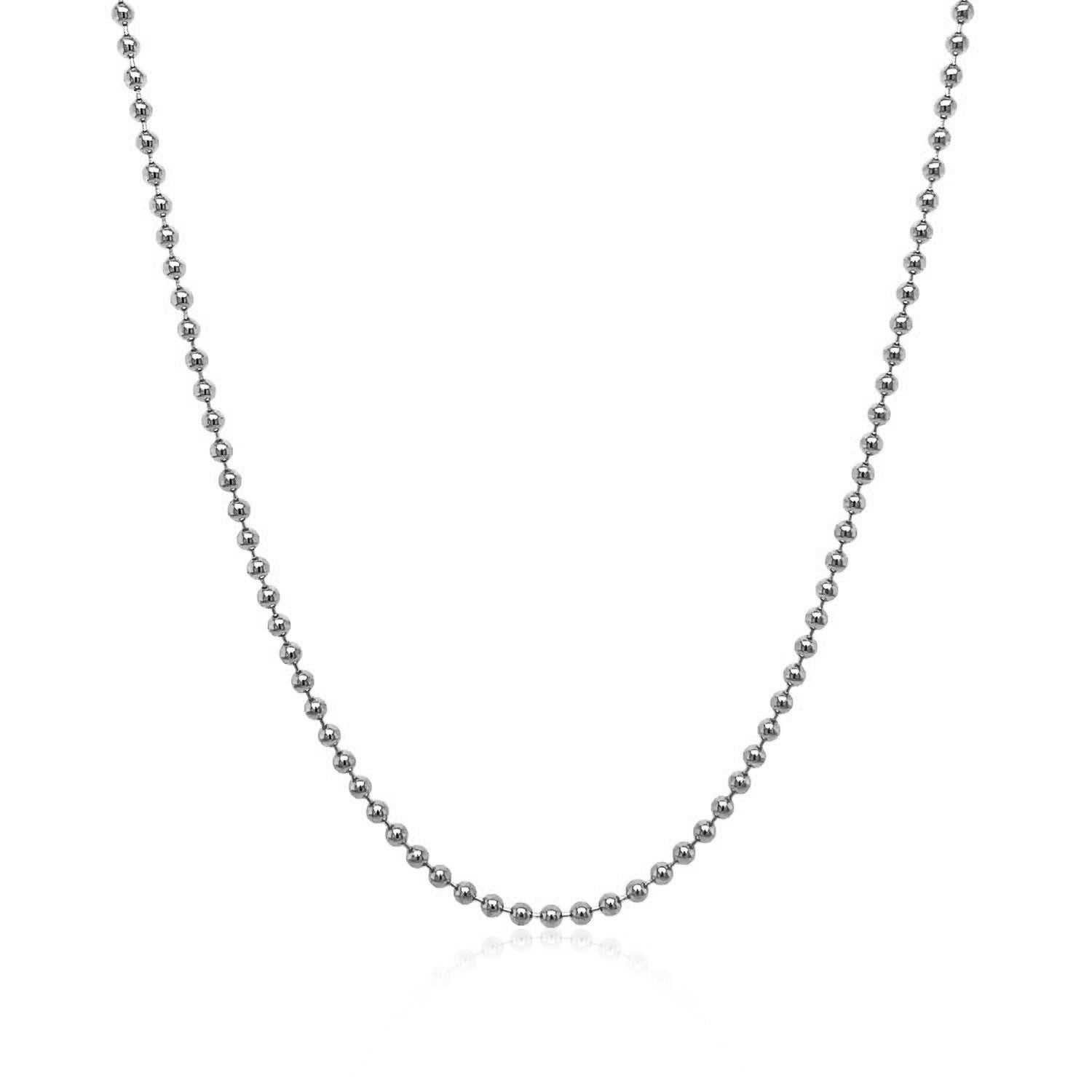 14k White Gold Bead Chain 1.5mm (1.50 mm)