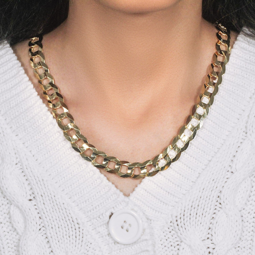 Solid Curb Chain in 14k Yellow Gold (12.18 mm)