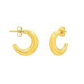 Puffy C Shaped Hoop Earrings in 14K Yellow Gold