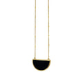 Onyx Geometric Half Moon Necklace in 14K Yellow Gold
