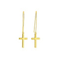 14k Yellow Gold Dangle Cross Earrings