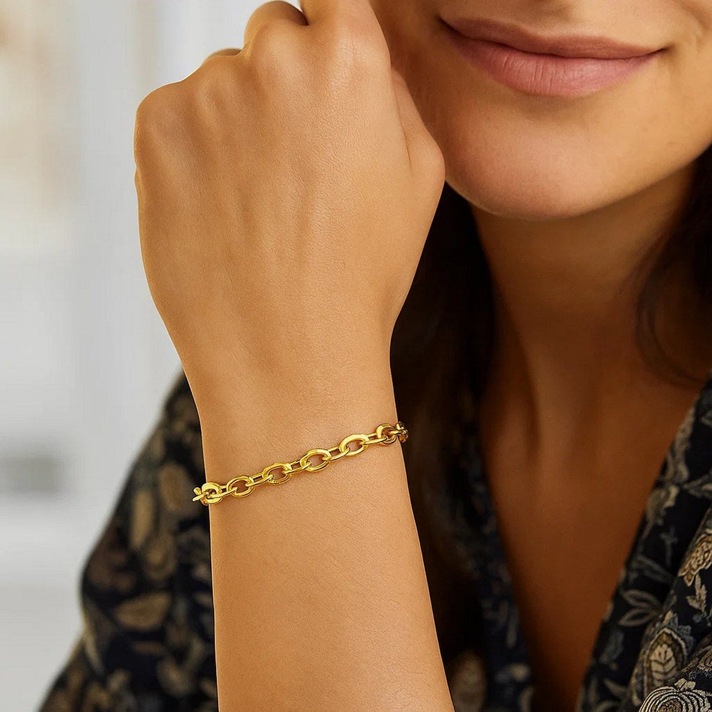 14k Yellow Gold Cable Chain Design Bracelet (0.90 mm)