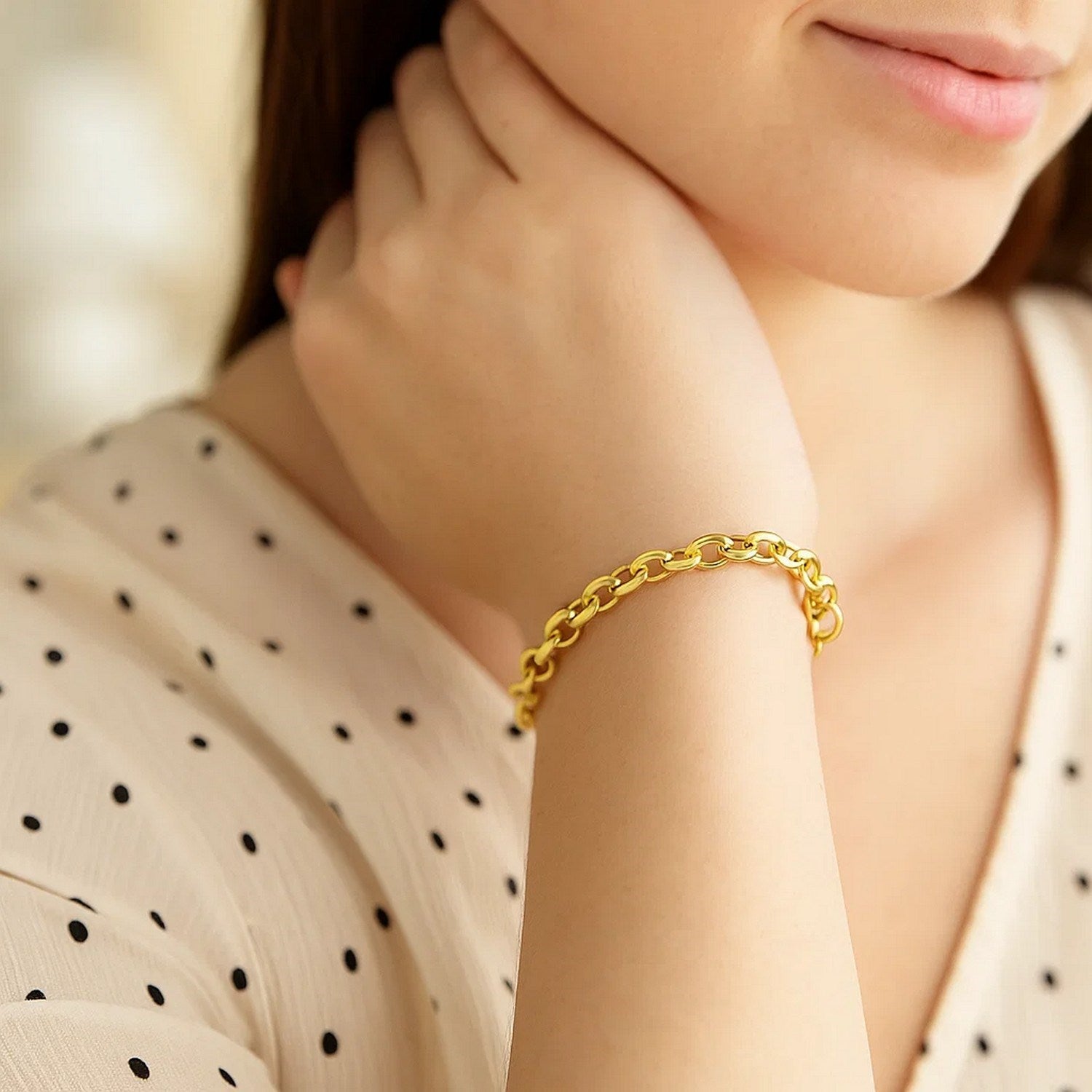 14k Yellow Gold Cable Chain Design Bracelet (0.90 mm)