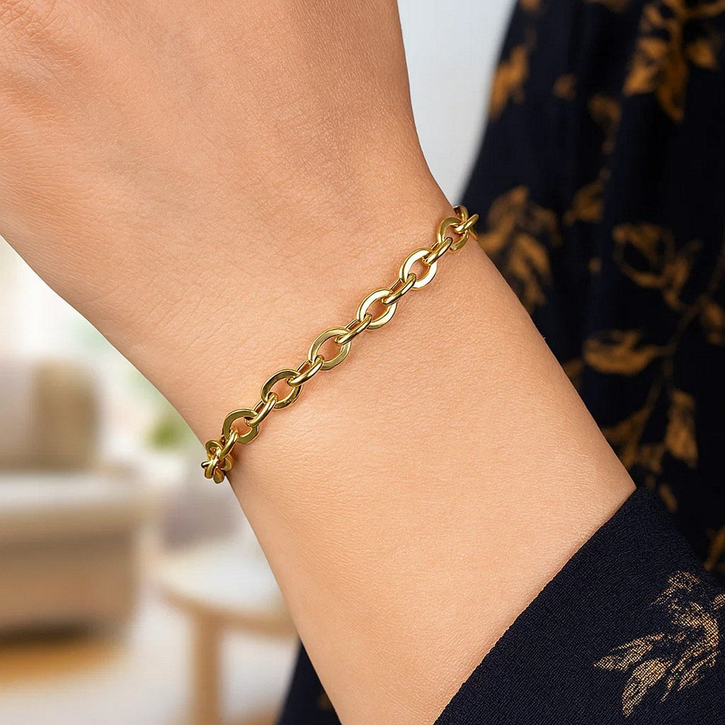 14k Yellow Gold Cable Chain Design Bracelet (0.90 mm)