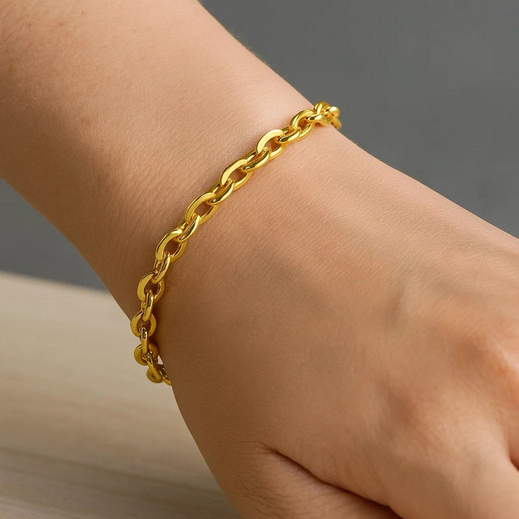 14k Yellow Gold Cable Chain Design Bracelet (0.90 mm)
