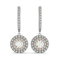 14k White And Rose Gold Drop Diamond Earrings with a Halo Design (3/4 cttw)