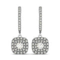 14k White Gold Double Halo Cushion Outer Shaped Diamond  Earrings (3/4 cttw)
