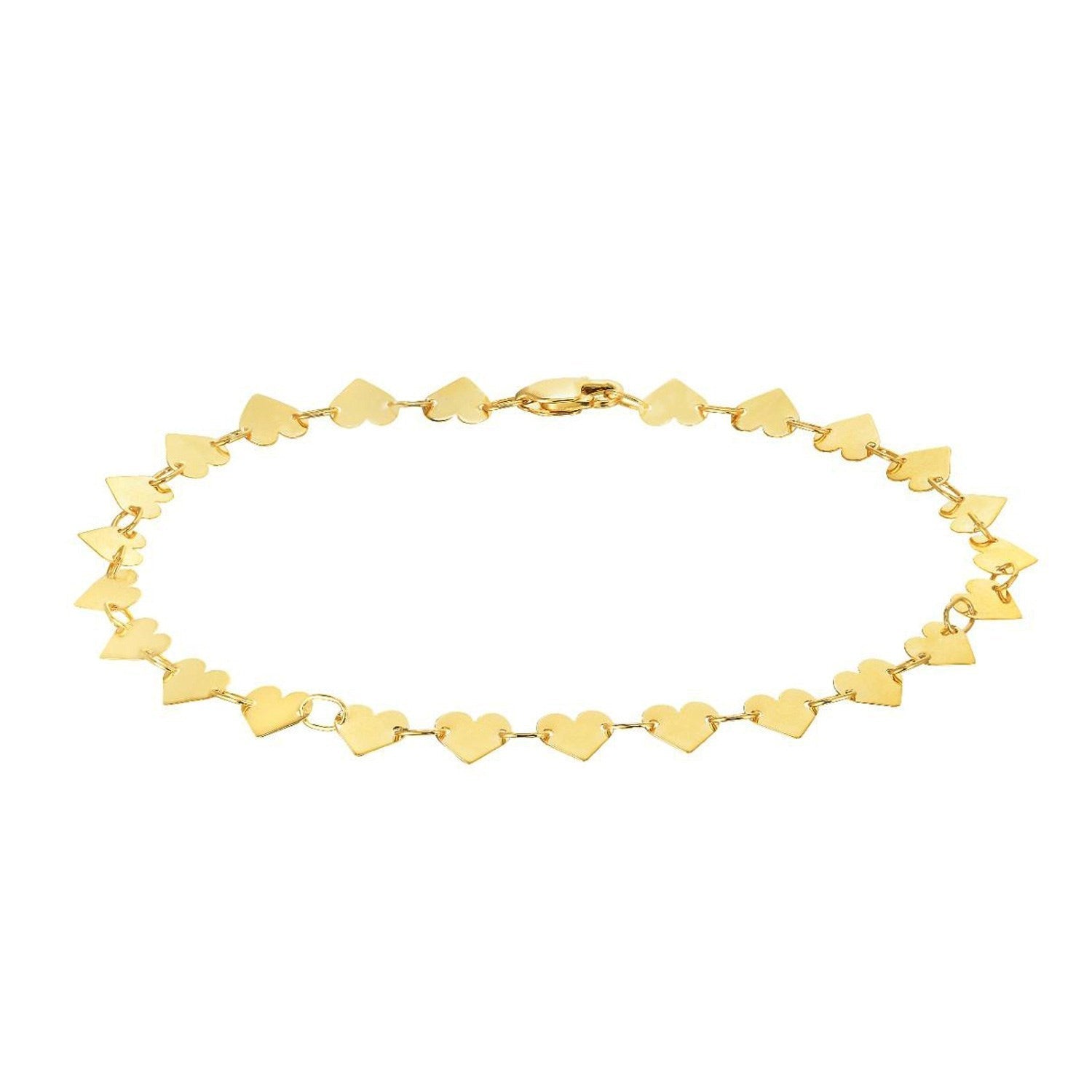 Mirror Heart Chain Bracelet in 10K Yellow Gold (4.70 mm)