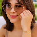 14k Yellow Gold 7 inch Curb Chain Love Bracelet