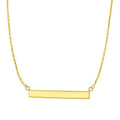 14k Yellow Gold Chain Necklace with a Shiny Flat Bar