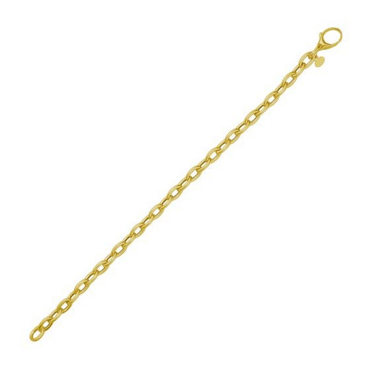14K Yellow Gold Charm Lock Rolo Chain Necklace (5.10 mm)