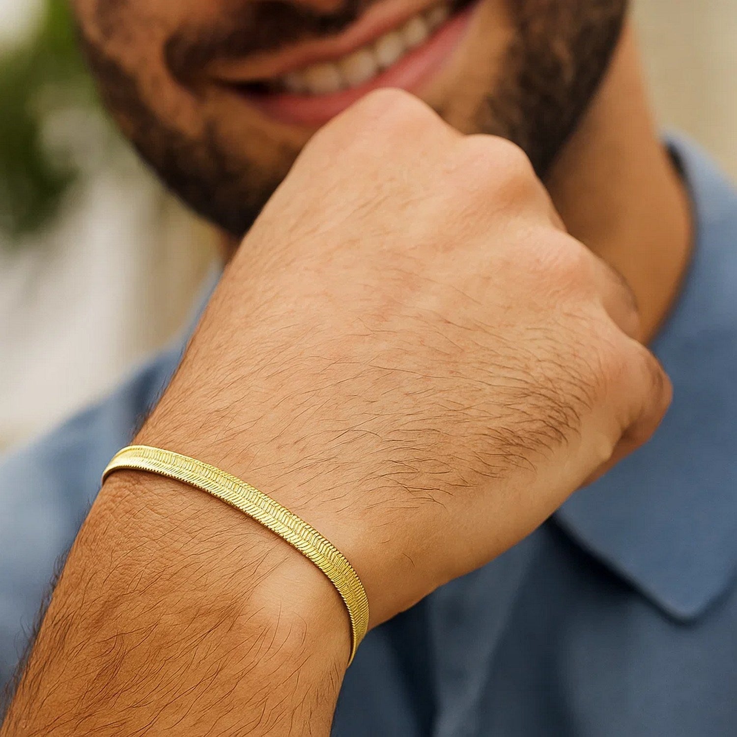 Imperial Herringbone Bracelet in 10k Yellow Gold  (3.80 mm)