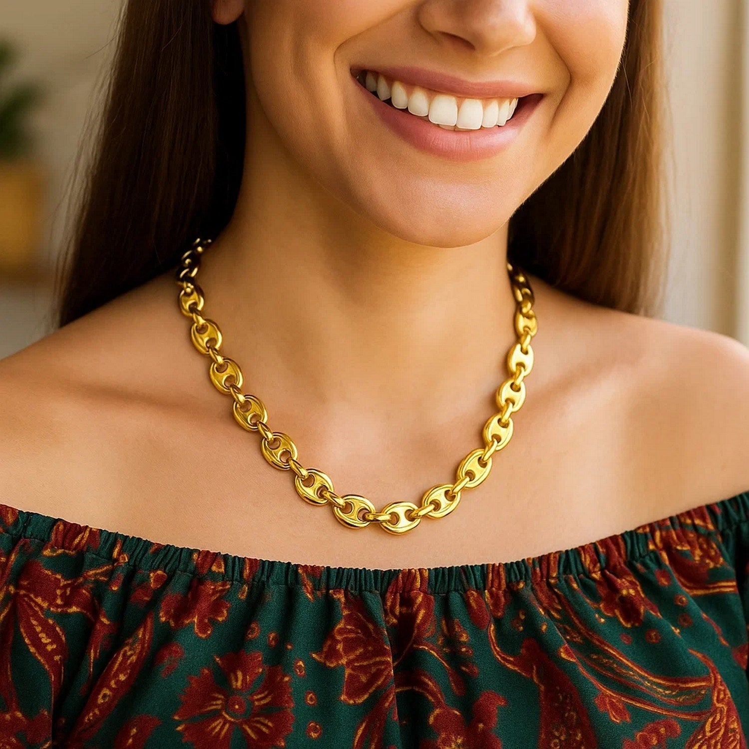 14k Yellow Gold Puffed Mariner Link Chain (9.00 mm)