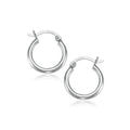 10k White Gold Polished Hoop Earrings (15 mm)