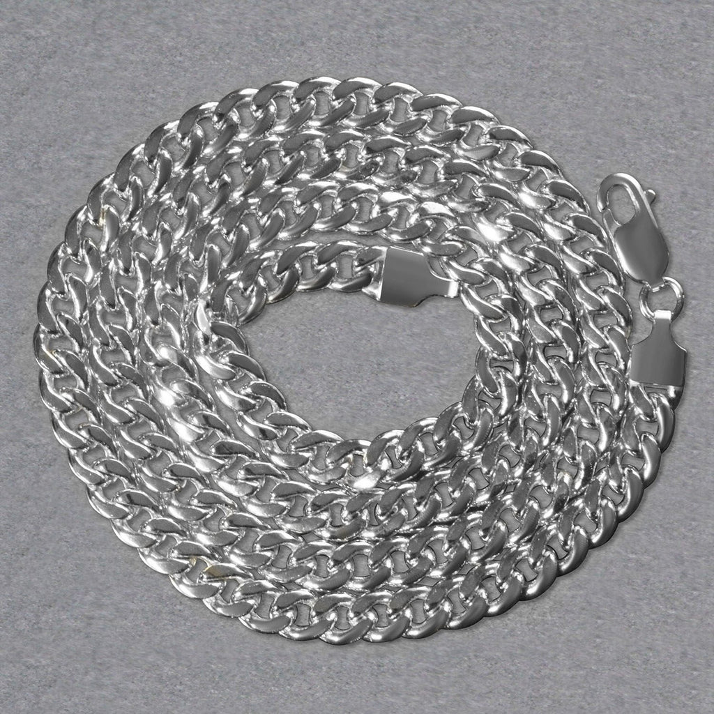 14k White Gold Miami Cuban Semi Solid Chain (5.50 mm)