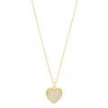 Checkered Heart Necklace in 14K Yellow Gold