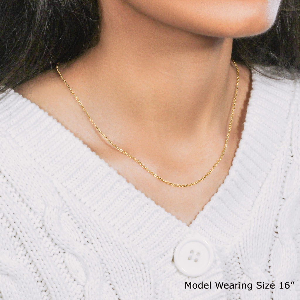 18k Yellow Gold Diamond Cut Cable Link Chain (1.50 mm)