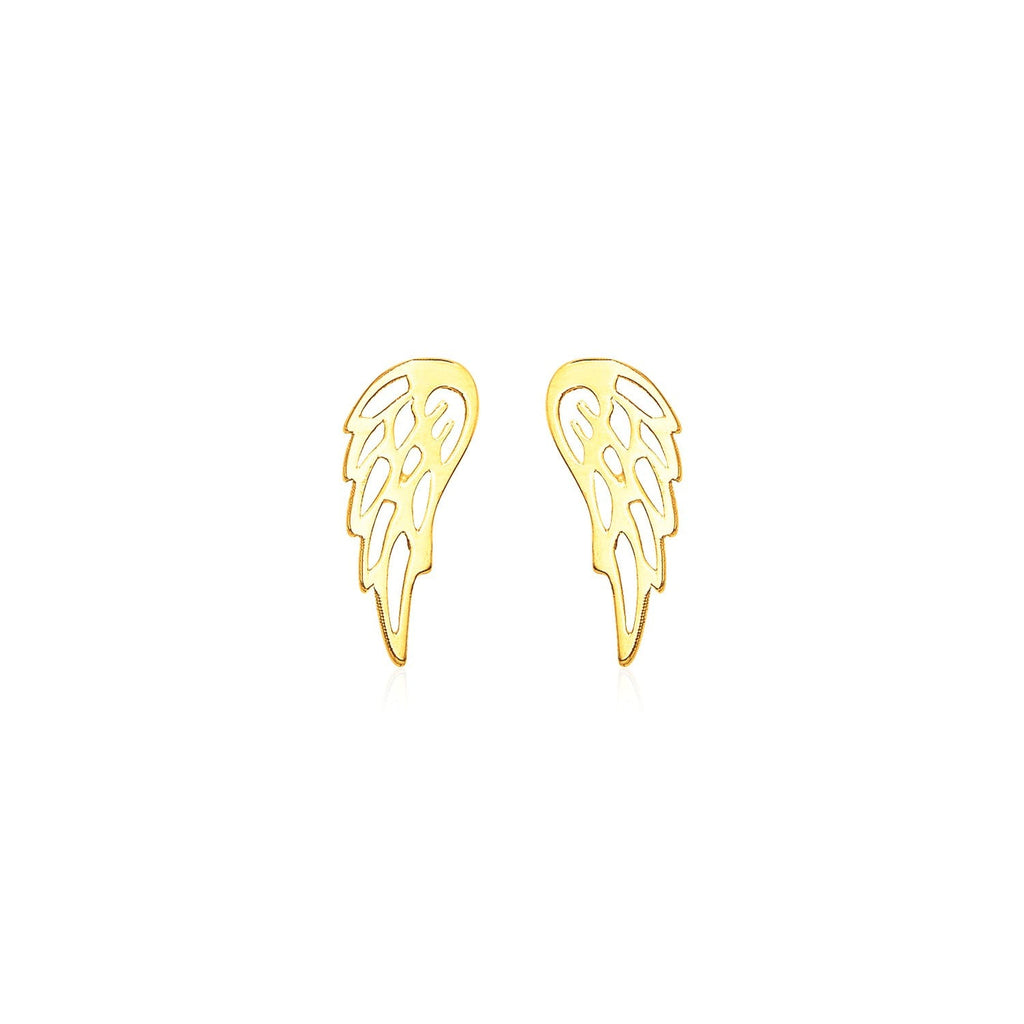 14k Yellow Gold Polished Wing Post Earrings